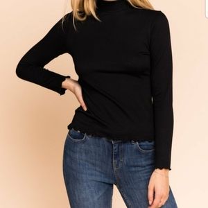 Mock neck fitted black top